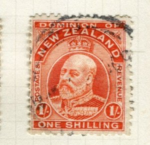 NEW ZEALAND; 1909-12 early Ed VII issue fine used Shade of 1s. value