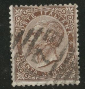 Italy Scott 30 brown 30c King Victor Emmanuel CV$11 1863