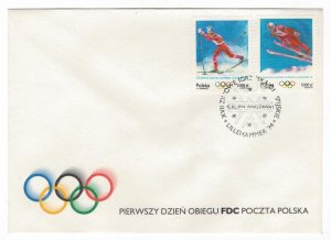 Poland 1994 FDC Stamps Scott 3185-3186 Sport Winter Olympic Games Skiing