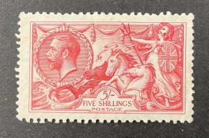 GREAT BRITAIN #180, 1919, 5sh rose carmine, KGV. XF, MH, HR. CV $300.00