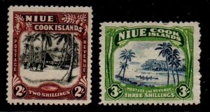 Niue Sc 84-85 1945 1&2 shilling stamps mint NH