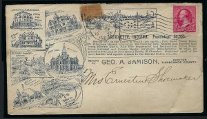 1897 PRETTY LAFAYETTE INDIANA CACHET 