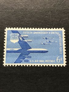 Scott C49- Air Force, 50th Anniversary- 6c MNH 1957- unused mint AIRMAIL stamp