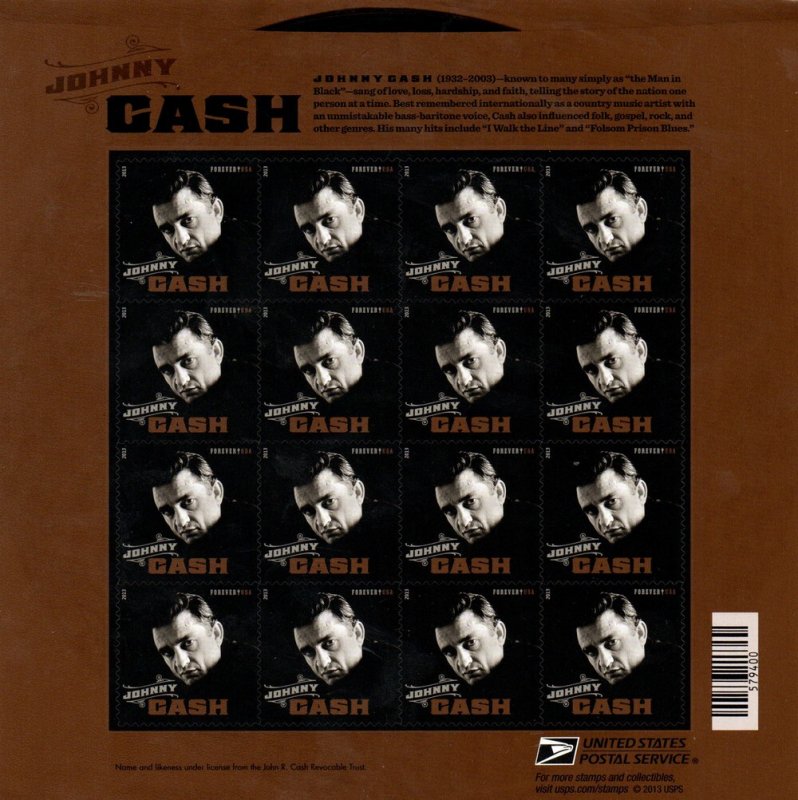 MALACK 4789 VF NH, Forever Johnny Cash Sheet, great! sheet4789