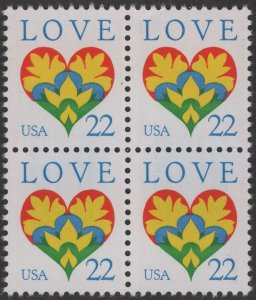 SC#2248 22¢ Love Block of Four (1987) MNH