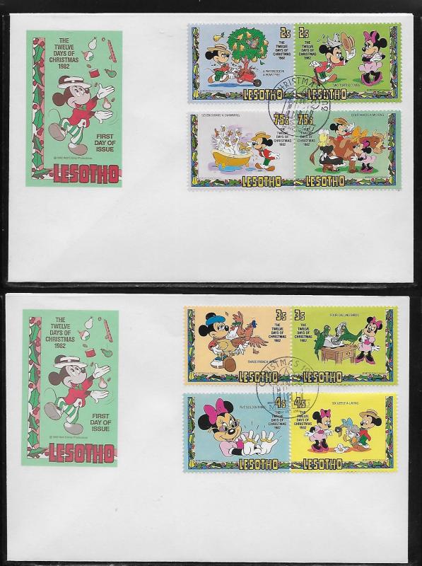 Lesotho 381-89 Disney Christmas Unaddressed FDC