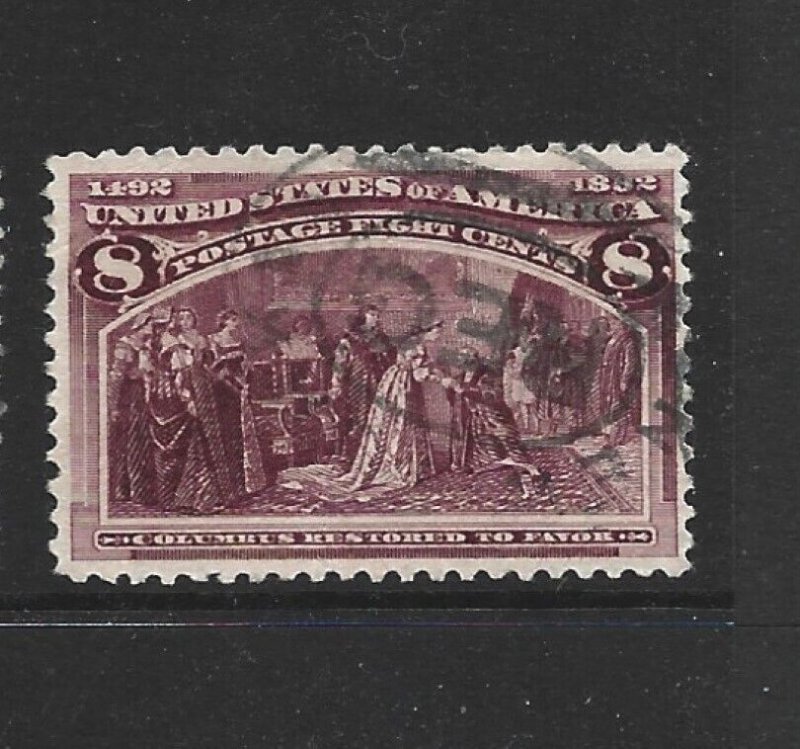 United States Scott 236 8-cent Columbian Expo used F/VF