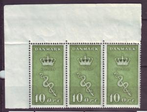 J16531 JLstamps 1929 denmark mnh #b3 medical strip of 3