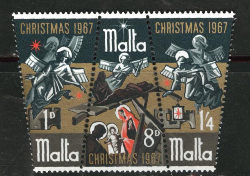 MALTA  Scott 375-77 = 377a stamp strip MNH**