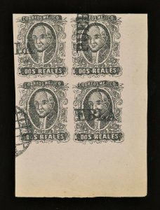 MEXICO  Forgery Sc #8 - Block of 4 with Diff Cancels