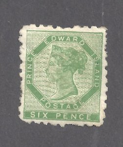 CANADA PRINCE EDWARD ISLAND # 3 VF MINT 1861 6d YELLOW-GREEN QV PERF 9 BS27876