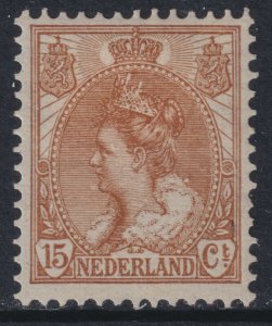 Sc# 69 Netherlands 1898-1924 Queen Wilhelmina 15¢ issue MLMH CV $100.00