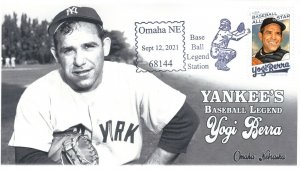21-304, 2021, Yogi Berra Event Cover, Pictorial Postmark, Omaha NE, Baseball
