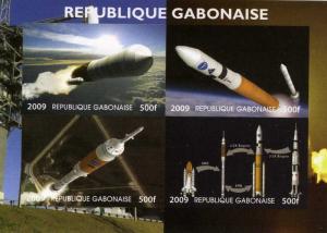 Gabon 2009 SPACE Nasa Ares Program Launch Vehicle Sheet Imperforated Mint (NH)