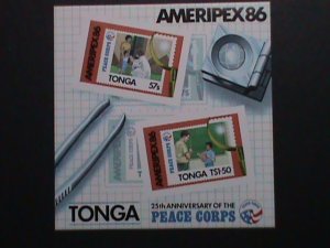 TONGA-1986 SC# 630a AMERIPEX'86-25TH ANNIVERSARY-PEACE CORPS MNH S/S VF-