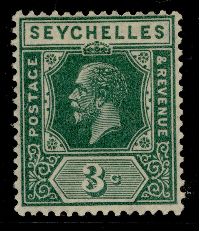 SEYCHELLES GV SG99, 3c green, M MINT.