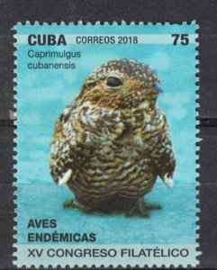 CUBA Sc# 6111 ENDEMIC BIRDS 75c  2018 MNH