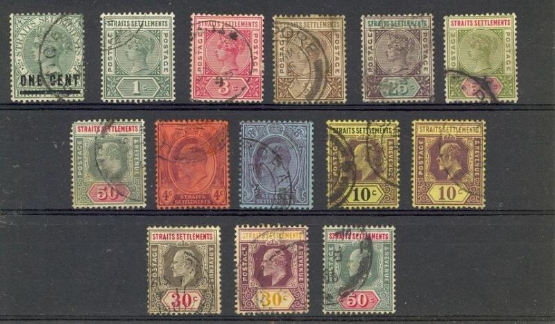 Straits Settlements Scott 82,83-7,101,111,114,115-16,119 Used -*see description