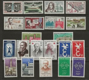 France 1958-59  twentyone  stamps all in sets all MNH simplified cat £28.95