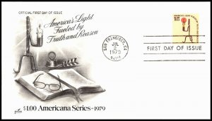 OAS-CNY 5835 FDC SCOTT 1610 – 1979 $1 Americana Series - Rush Lamp