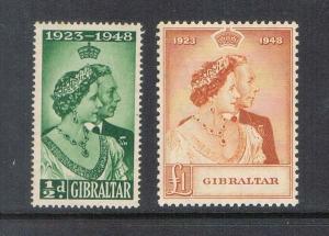 Gibraltar 1948 SG 134-135 Silver Weeding set of 2 MNH