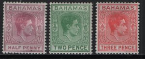 BAHAMAS, 154-156, (3) SET,  HINGED, 1951-52, George VI type