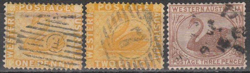 Western Australia #49-50, 53  F-VF Used  CV $10.50 (A16715)