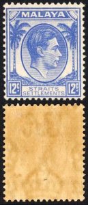 Straits Settlements SG285 KGVI 12c Ultramarine M/M Cat 16 pounds