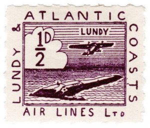 (I.B) Lundy & Atlantic Coasts Air Lines Ltd : Letter Stamp ½d