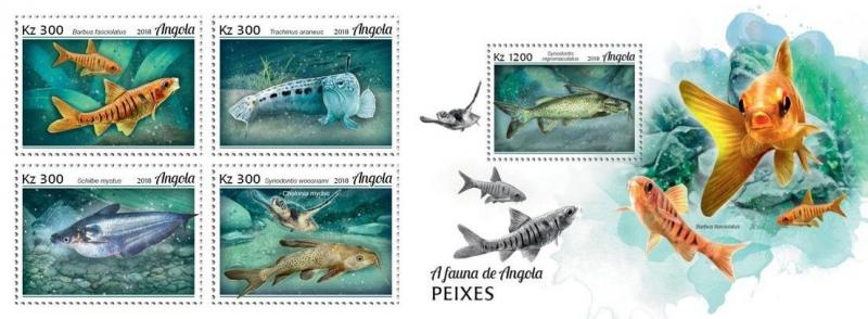 Z08 ANG18103ab ANGOLA 2018 Fishes 4v MNH ** Postfrisch