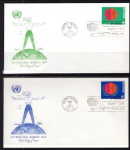 UN New York 258-259 Women's Year Artmaster Set of Two U/A FDC