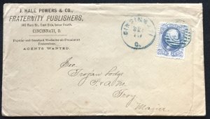 US #156 Used Single on Advertising Cover Fraternity Publishers Troy Maine L3