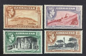 MOMEN: GIBRALTAR SG #122a,126,127a,128a P13.5 MINT OG NH £283++ LOT #64194