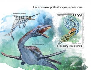 NIGER - 2019 - Prehistoric Water Animals - Perf Souv Sheet - Mint Never Hinged