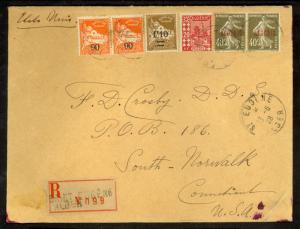 ALGERIA 1928 Registered Multi Franked 6 Stamp WAX SEAL Cover ST EUGENE to USA