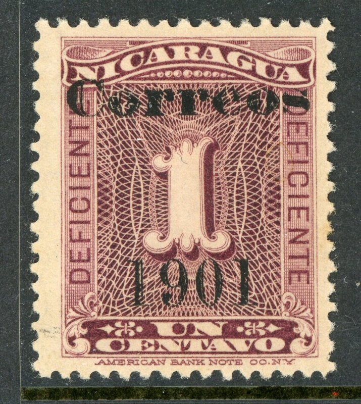 Nicaragua 1901 Postage Due 1¢ Overprinted for Postage Scott 137 Mint Z721