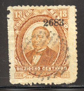 Mexico Scott 137 Used H - 1882 18c Benito Juárez (Thin Wove Paper) - SCV $15.00