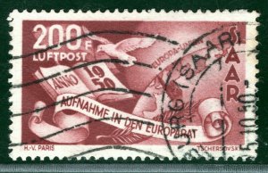 Germany SAAR Air Mail SG.295 200f High Value (1950) Used Cat £400 GGREEN159