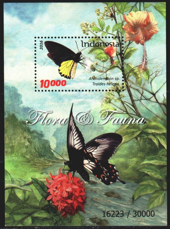 Indonesia. 2016. bl331. Butterflies. MNH.