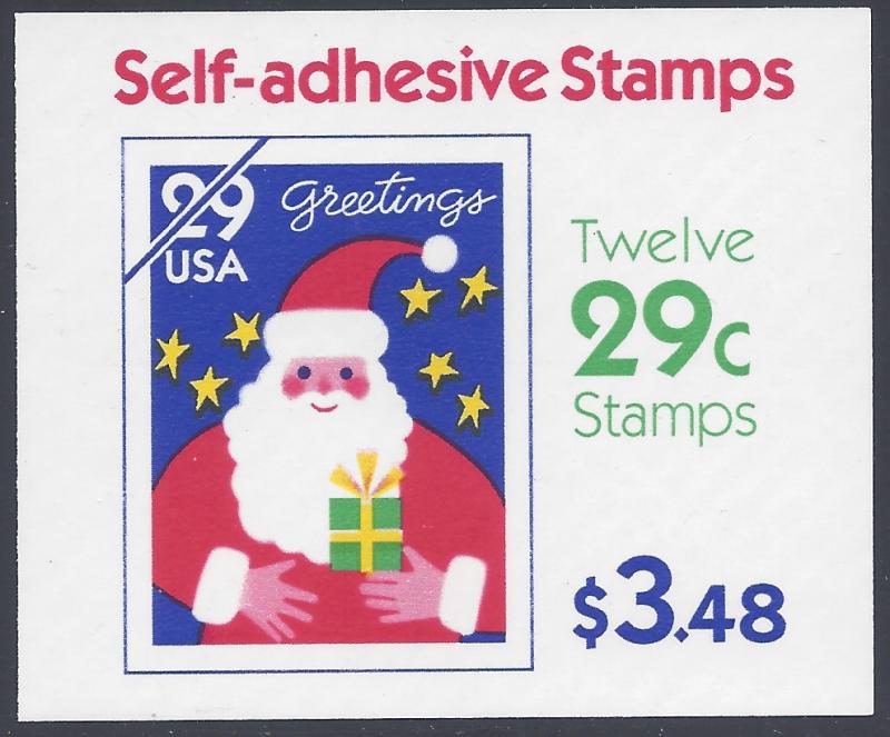 #2873 29c Santa Claus Booklet Header/Plate Block/9 #V1111 1994 Mint NH