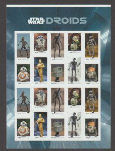 US 5573-5582 Imperf Without / No Die Cut NDC 2021 Star Wars Droids Pane of 20 #3