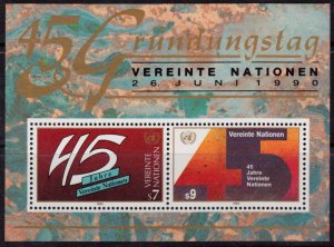 UN Vienna #105 Souvenir Sheet MNH - 45th Anniversary of the UN (1990)