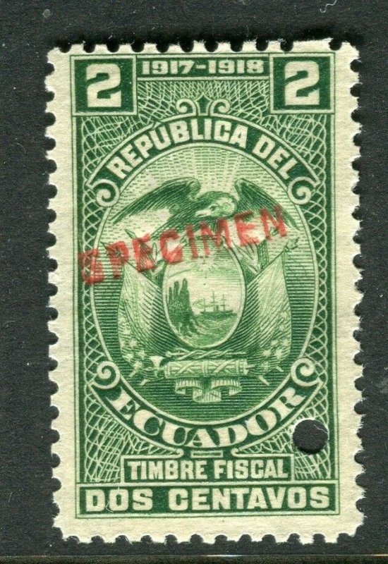 ECUADOR; Early 1917 fine Fiscal issue Mint MNH unmounted SPECIMEN 2c. 