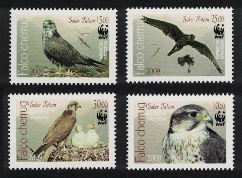 Kyrgyzstan WWF Saker Falcon Birds Endangered Species 4v SG#430-433 CV£8.2