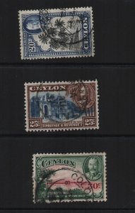 Ceylon 1935-6 SG374, 375, 376 all 3 used