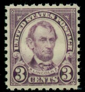 US #584 3¢ Lincoln, p. 10, og, NH, VF, Scott $62.50