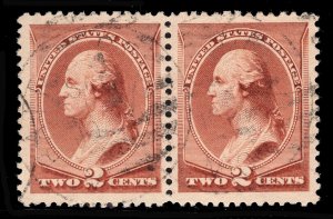 MOMEN: US STAMPS #210 PAIR USED XF+ 2 PF CERTS LOT #81867