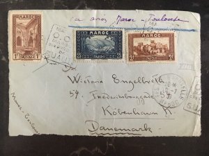 1939 Fesvien Morocco Airmail Front COver to Copenhagen Denmark