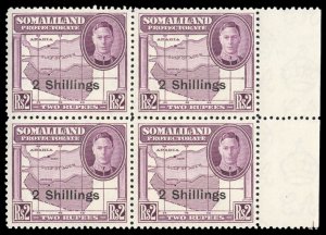 Somaliland Protectorate #124 Cat$21, 1951 2sh on 2r rose violet, sheet margin...