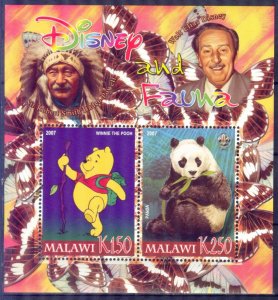 Malawi 2007 Walt Disney (V) Indians Scouting Scouts Panda Sheet MNH